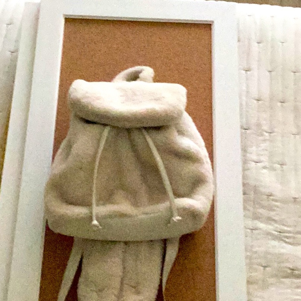 Mini White Fuzzy Backpack